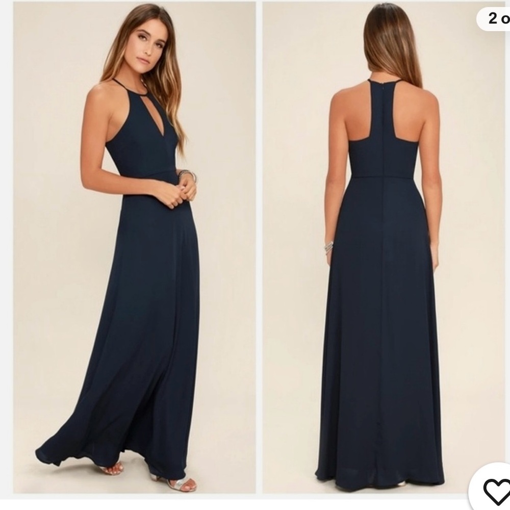 Lulus Beauty and Grace Keyhole Front Navy Blue Maxi Dress - Picture 3 of 7